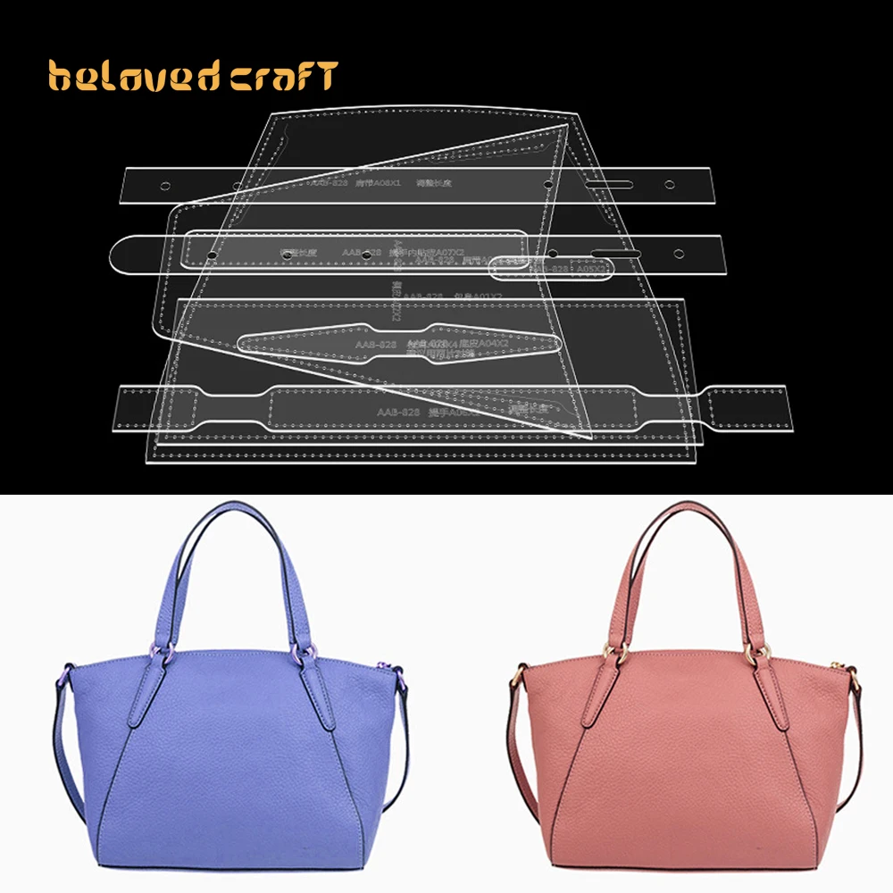 

BelovedCraft Leather Bag Pattern Making with Kraft Paper and Acrylic Templates for Women's Tote Shoulder Bag