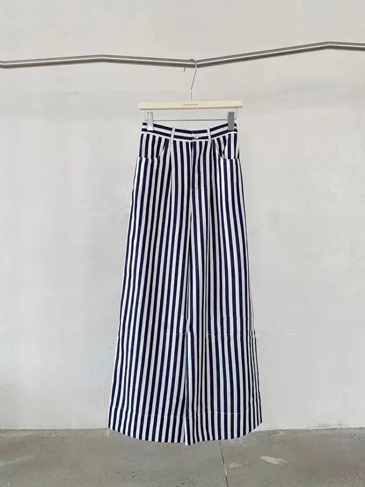 

Shangxin Korean Version Temperament Commuter Straight High Waist Striped Loose All-match Casual Pants