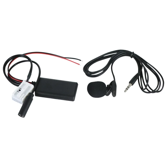 Anlseiod - Adaptador Bluetooth Negro Auxiliar Para 207, 307, 407, 308, 607, 807, 1007, 4007, C2, C3, C4, C5, C6, C8, RD4, Módulo Adaptador Bluetooth Con Micrófono Estéreo (12 Pines