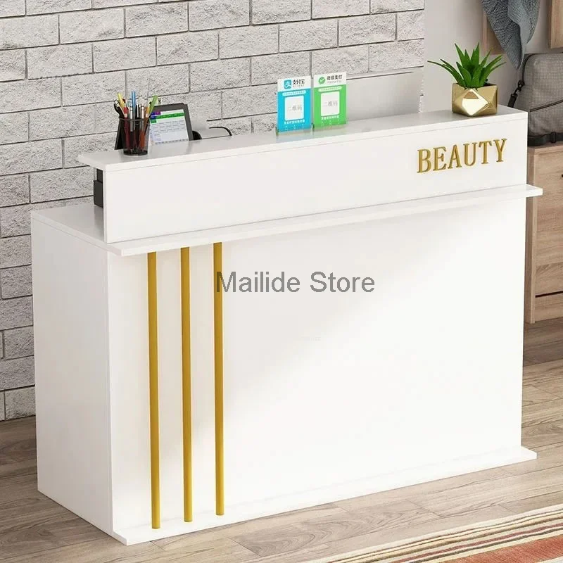 Barber Shop Reception Desks Office Furniture Simple Cashier Counter Office Desks Modern Beauty Salon Bar Table Reception Desk