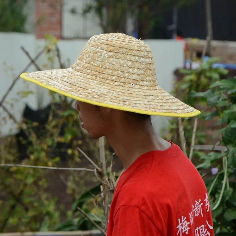 Farmers Large Straw Hat Wide Brim Straw Sun Hat Agricultural Large Sun-Proof Travel Male Construction Site Children Fishing