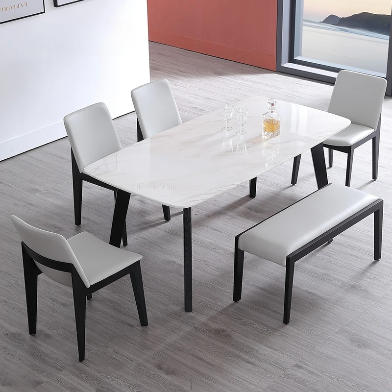 

Minimalist Modern Small Coffee Seater Dining Table Luxury Italian Type Rock Plate Desktop Table Tavolino Da Salotto Furniture