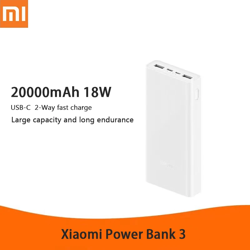 

Оригинальный внешний аккумулятор Xiaomi 20000 мАч 3 PLM18ZM USB Тип C PD18W Быстрая зарядка портативный внешний аккумулятор для iPhone