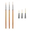 3pcs/Set Acrylic French Stripe Nail Art Line Painting Pen 3D Tips Manicure Slim Line Drawing Pen UV Gel Brushes Painting Tools 3