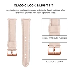 Elegant Slim Leather Watch Band Strap - Premium Quality 20/22mm Strap - 22mm Venu 2 3 4 45mm (7 pink)