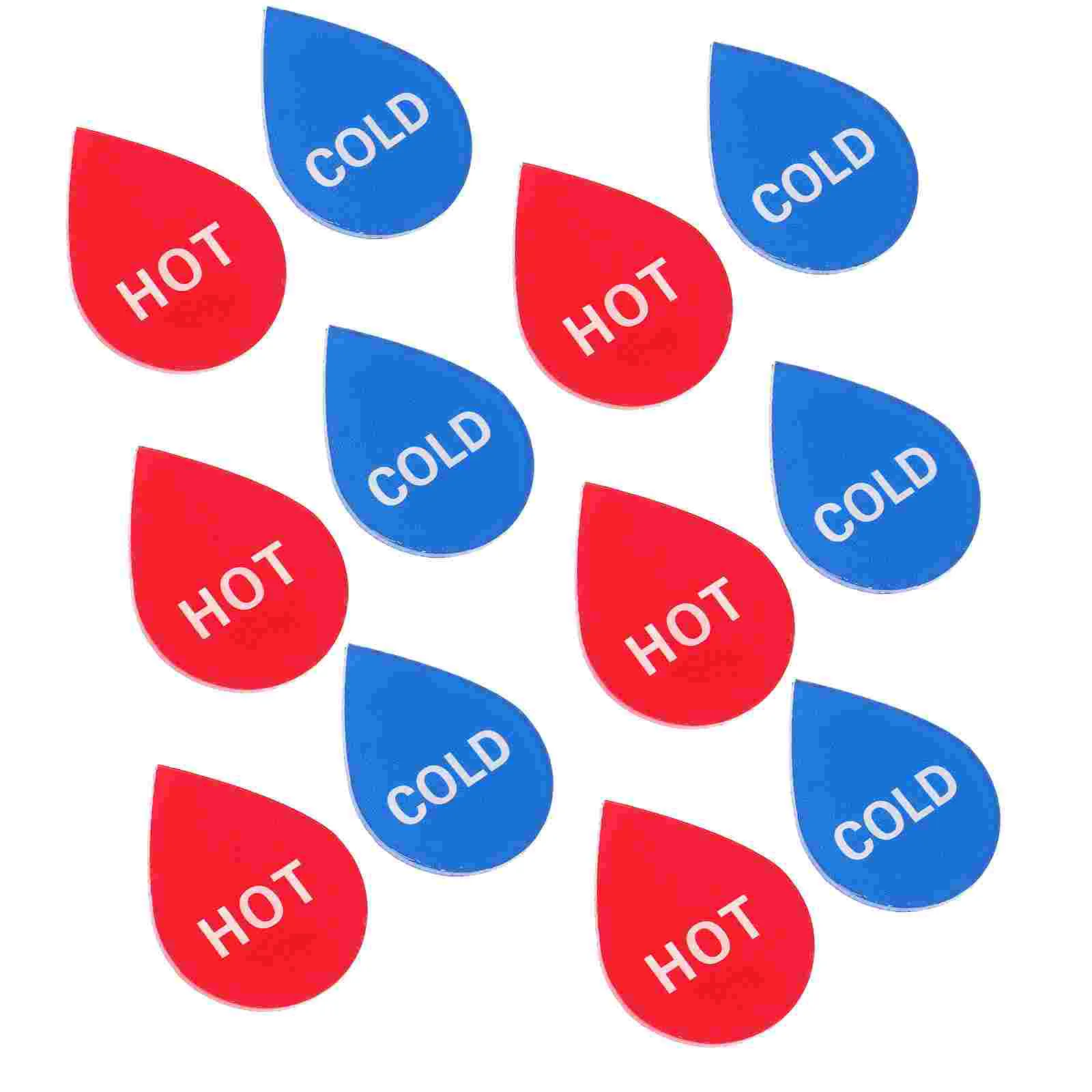 Cold Hot Water Labels Stickers Taps Faucet Heater Signs Shower Bathrooms Square Water Sticker Signs Traffic Signal 6 Pairs