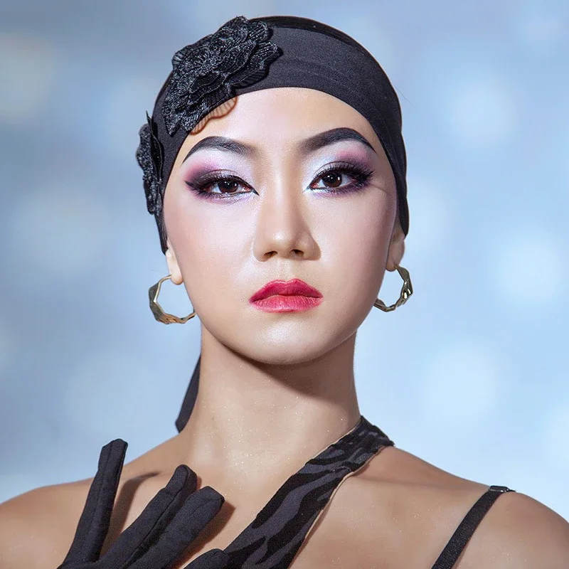 

Женский головной убор для латиноамериканских танцев, черная повязка на голову, аксессуар для волос, модель SL6178, 2022