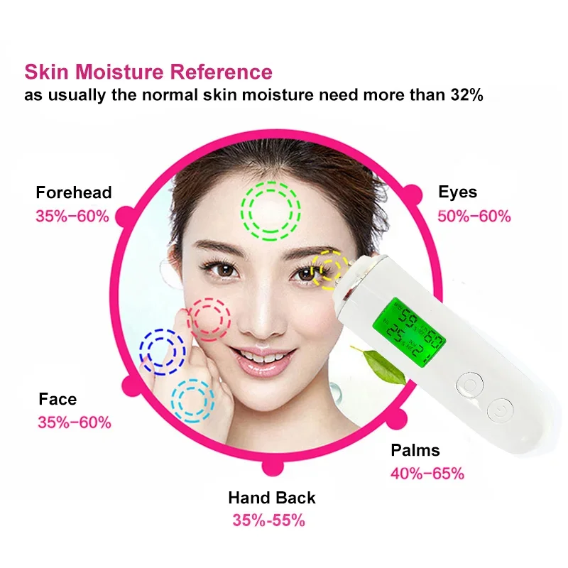 Electric LCD Display Facial Moisturizing Analyzer Detection Digital Skin Care Tester for Moisture Oil Fluorescent Agent Content