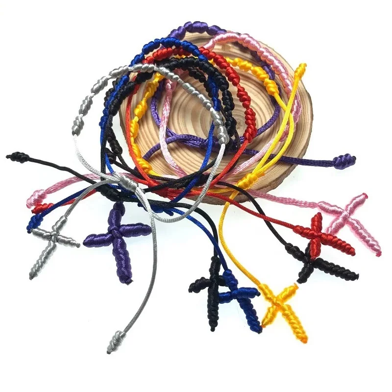 10pcs/lot multicolored rope rosary bracelet/knot bracelet/cord bracelet/rosary bangle decenario bracelet special offer