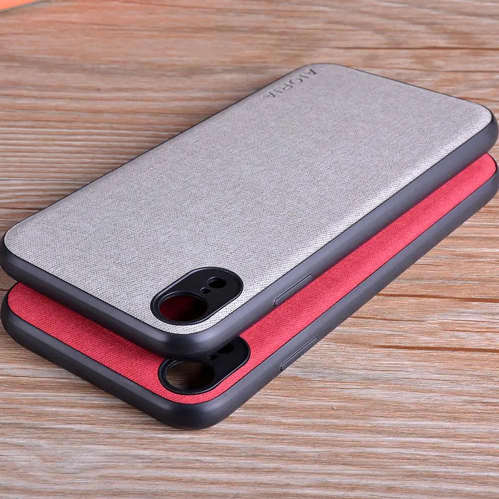 Luxury Textile Leather Skin Soft TPU Hard PC Phone Case Cover