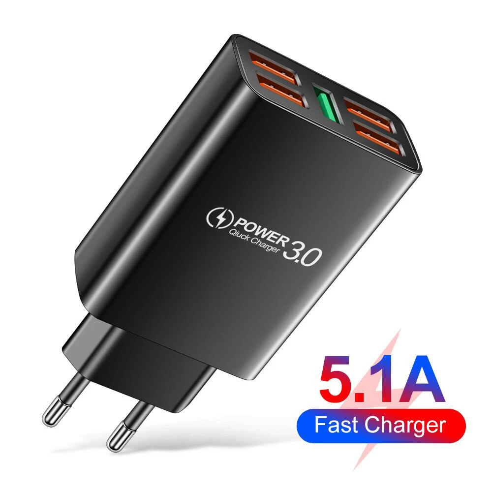 Быстрое зарядное устройство QC2.0 с 5 USB-портами настольное 40 Вт максимальная