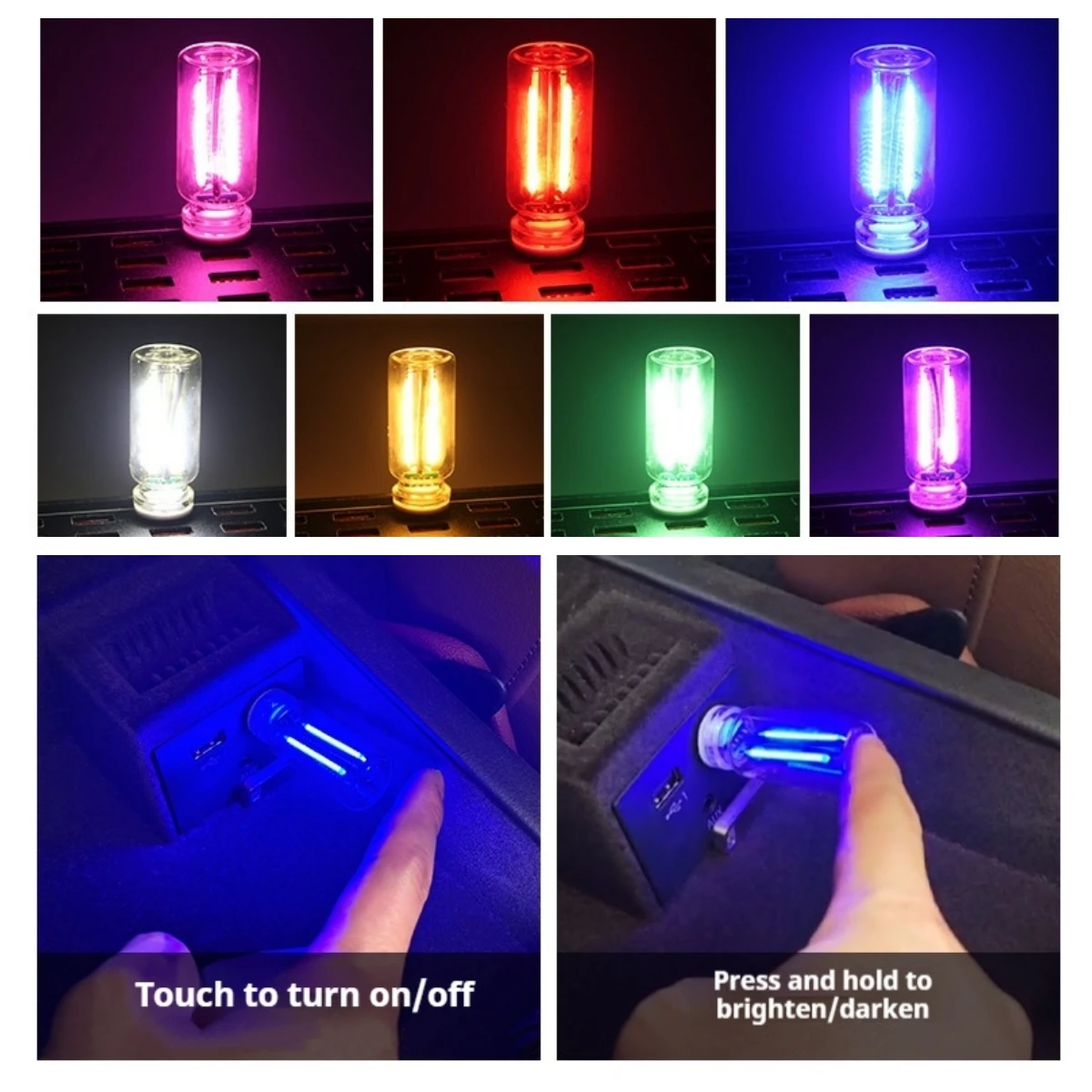 LED 터치 디밍 무드등 USB 필라멘트 유리 전구 5V 레트로 에디슨 전구 자동차 장 백열등 눈 보호 조명