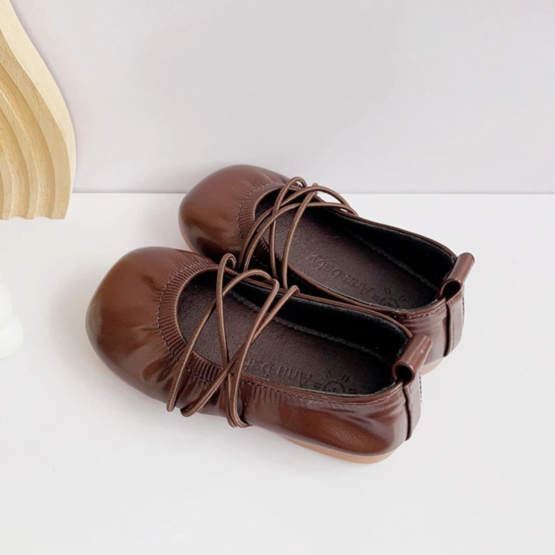 Baywell Girls Single Dance Shoes PU Leather Shallow Children's Flat Kids Baby Shoes Spring Autumn Solid Color Flats Shoe