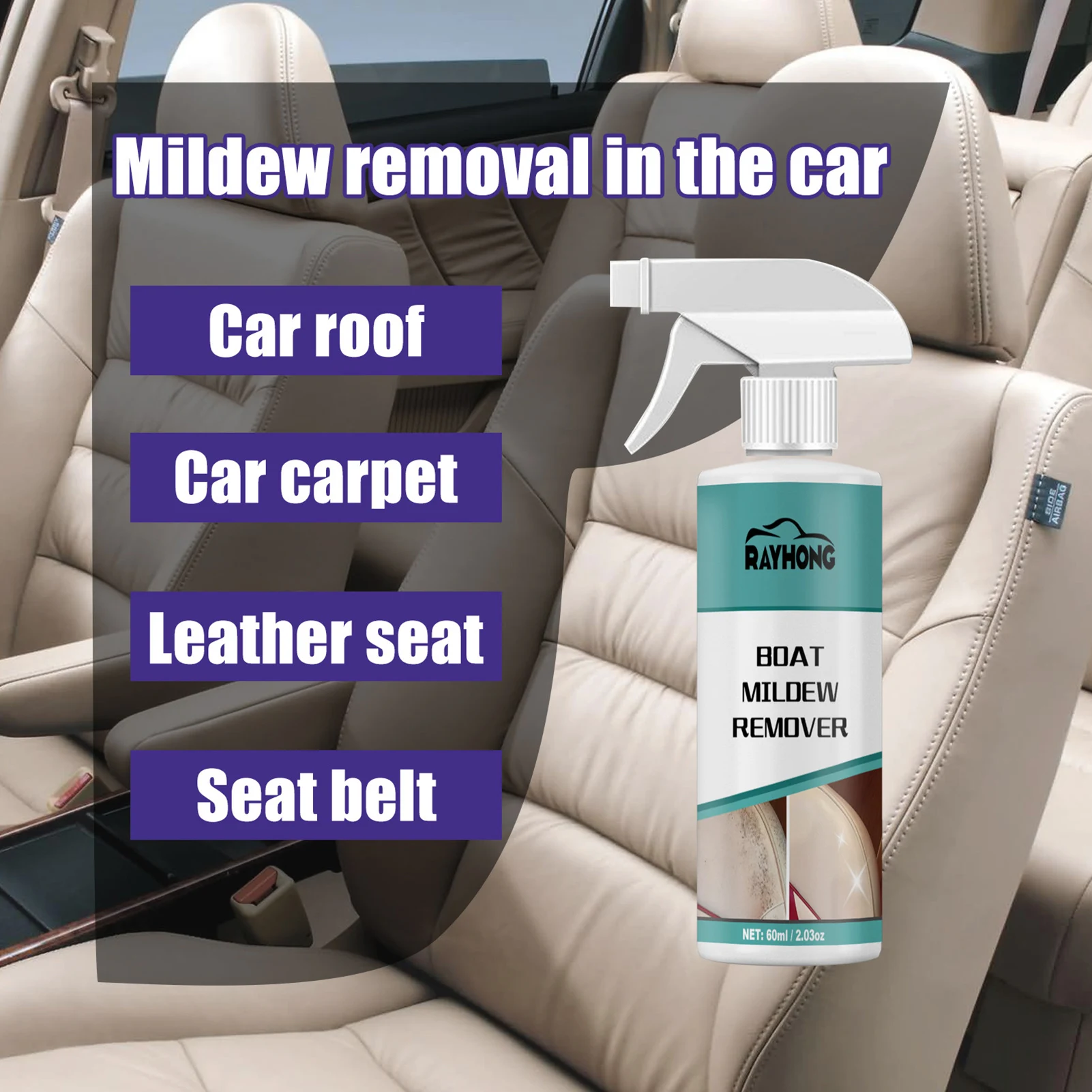 Car Mold Remover Long-lasting Effect Mold Spray Long-lasting Effect Stain Remover Spray Environmental Safe Car Interior Cleaner