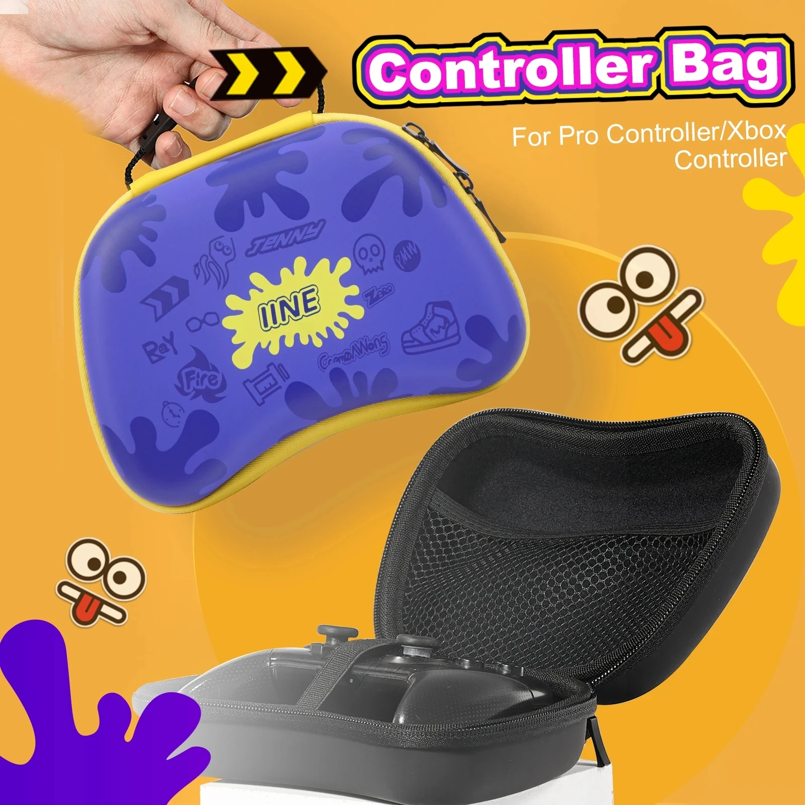 2023 Nuovo Iine Per Xbox 1/S/X Series Purple Splatoon Controller Storage Bag Compatibile Per Switch Pro Controller