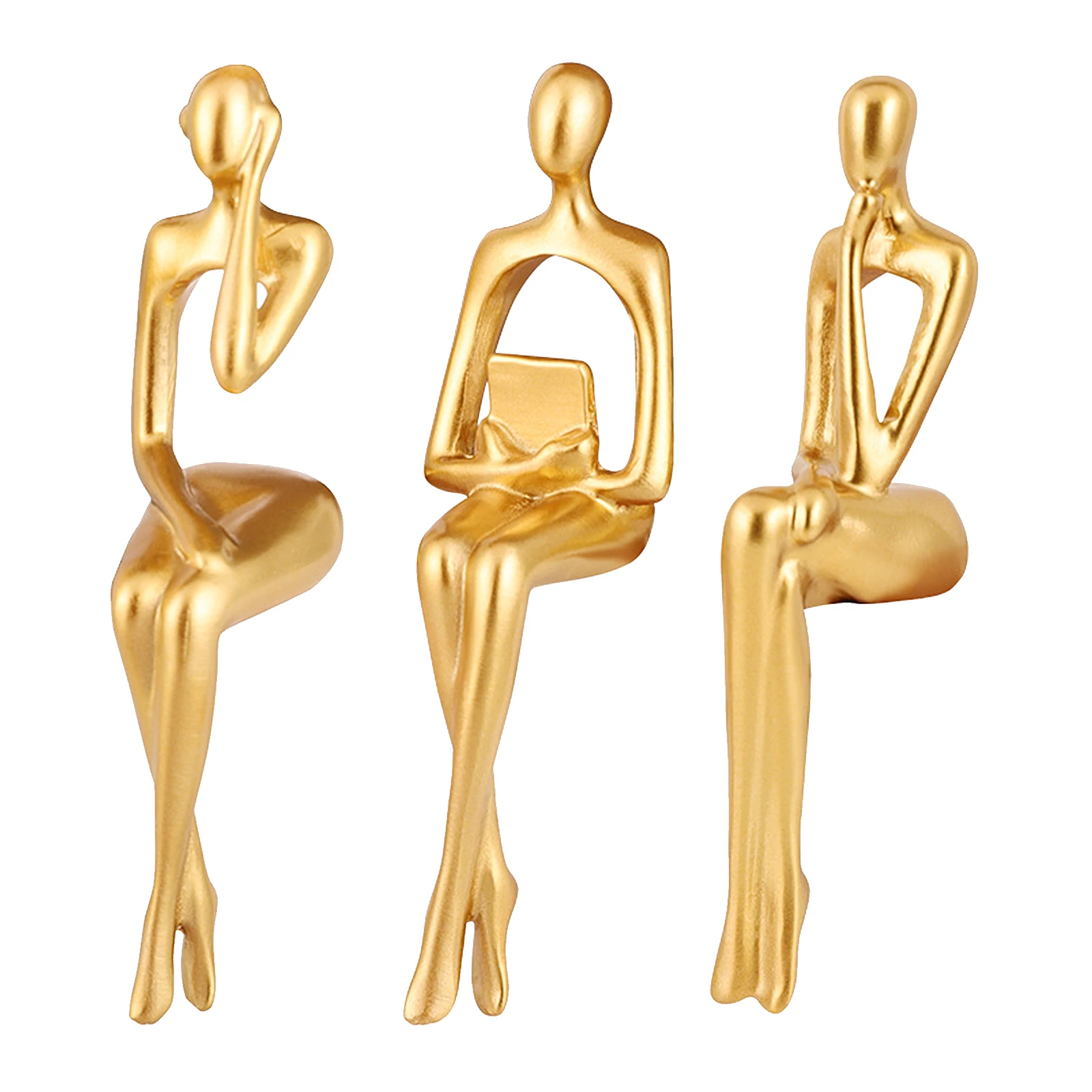 

3pcs Nordic Sitting Abstract Character Ornament Home Living Room Bedroom Model Room Decoration Thinker Resin Crafts