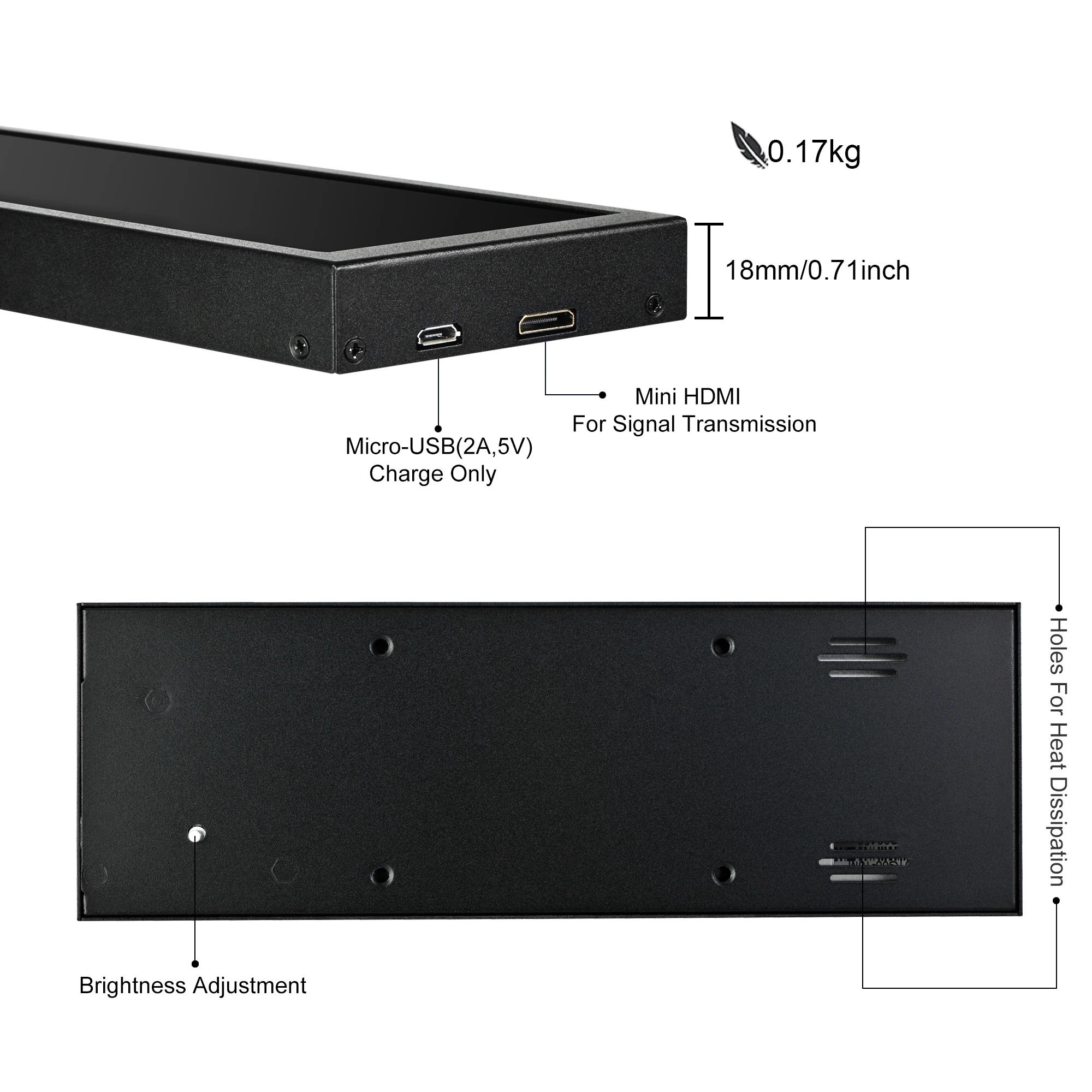 Wisecoco 1920x480 IPS Tela Secundária 7.84 8.8