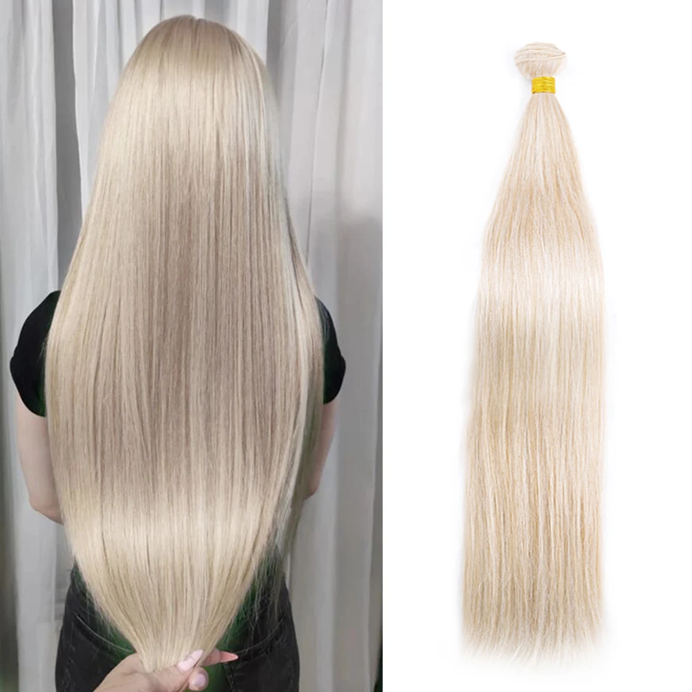 

Straight Hair Bundles Long Straight Hair Extensions 24Inch Ombre Blonde Hair Bundles Soft Hair Synthetic Natural Hair For Women