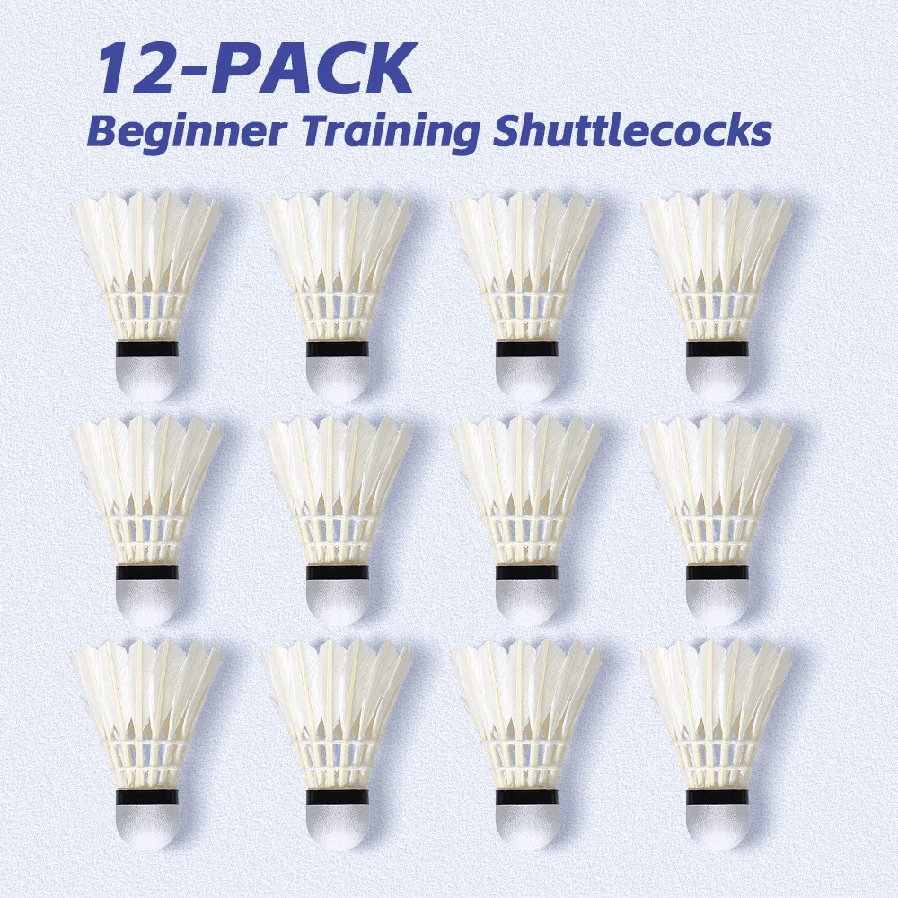Feather Shuttlecocks for Badminton Outdoor Beginner Training Badminton Shuttlecocks Suitable for Balls 12-Pack