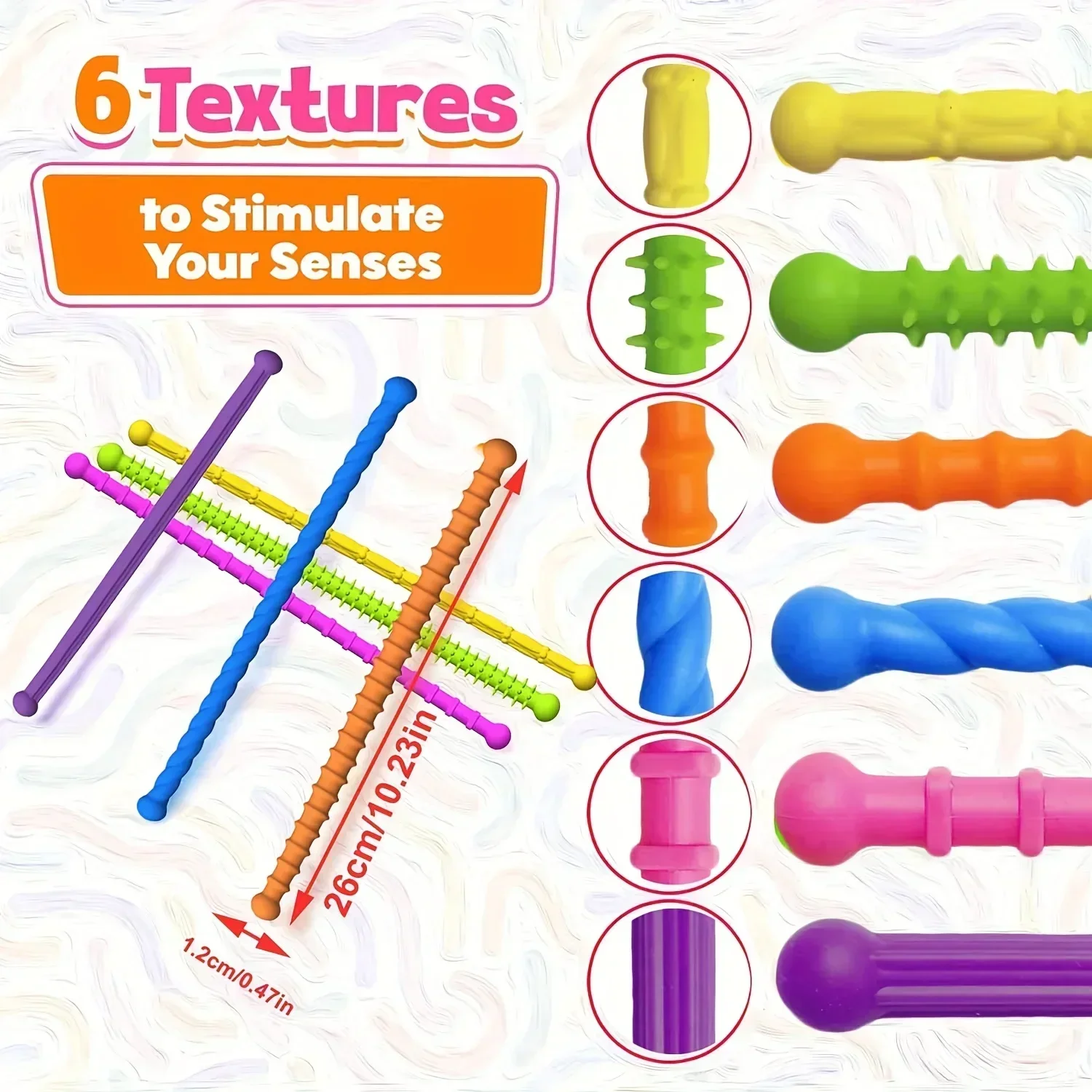 Fidget Toys Sensory Sticks Autism Textured Calming Sensory Toys Classroom Student Anxiety Relief Travel Activity Relaxation Toys