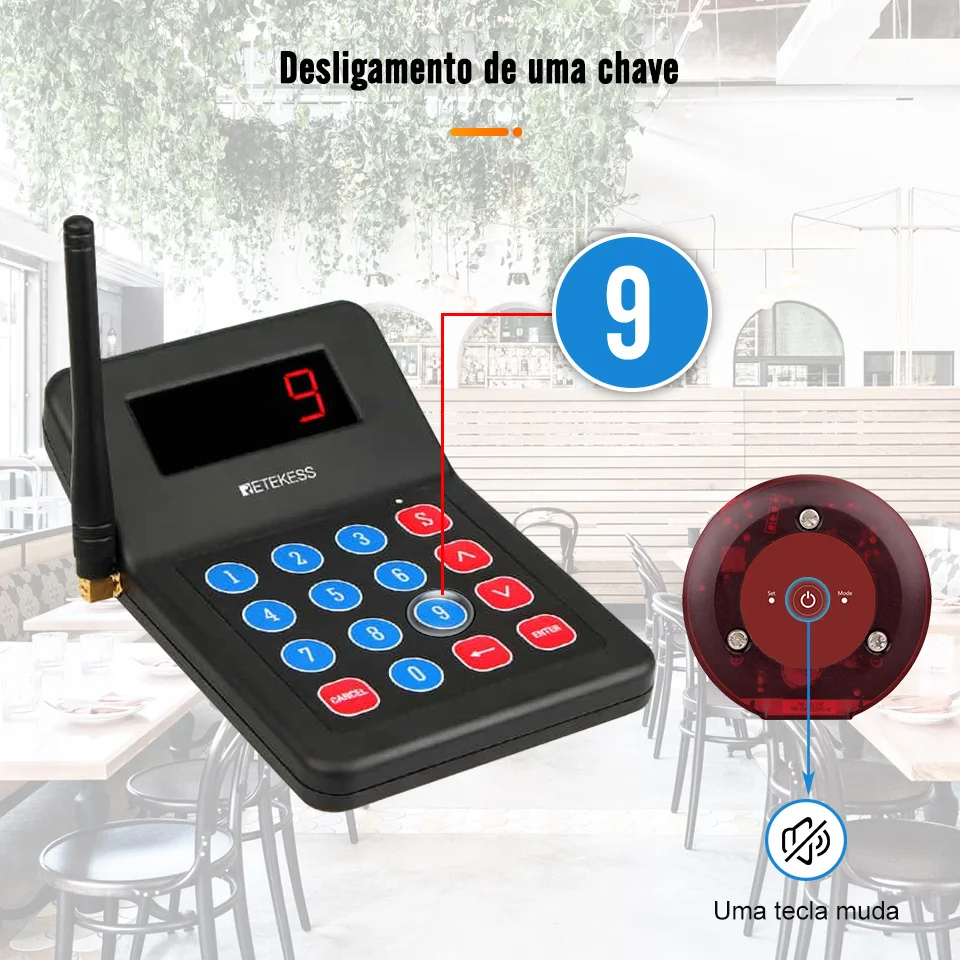 Sistema de pager de restaurante 16 pagers, 1 a 16 3 Modo Prompt Sistema de  chamadas sem fio para restaurantes Paging Coaster Buzzer Fila de espera  Sinal de chamada Atendimento ao cliente(us)