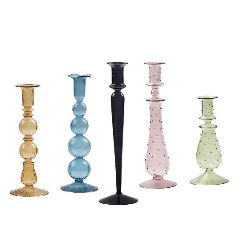 Glass Candle Holder Home Decor Wedding Decoration Home Decoration Accessories European Retro Crystal Candlestick