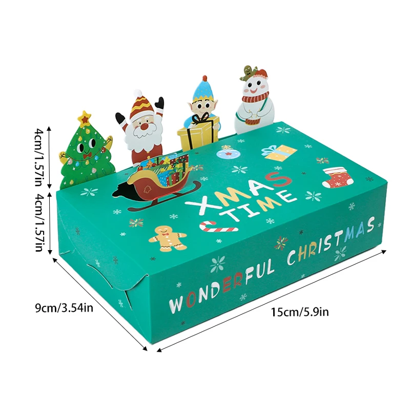 5/10Pcs Cartoon Christmas Candy Gift Box Kraft Paper Cookie Packaging Box 2025 Christmas Party Decor Xmas Navidad New Year 2026