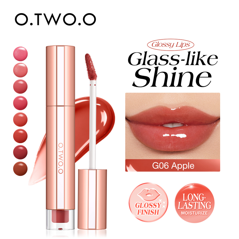 O.TWO.O Liquid Lip Gloss Lipstick Glossy Finish High-Shine Long Lasting Moisturize Non-Stick Glassy Lips Glossy Lip Stain Makeup