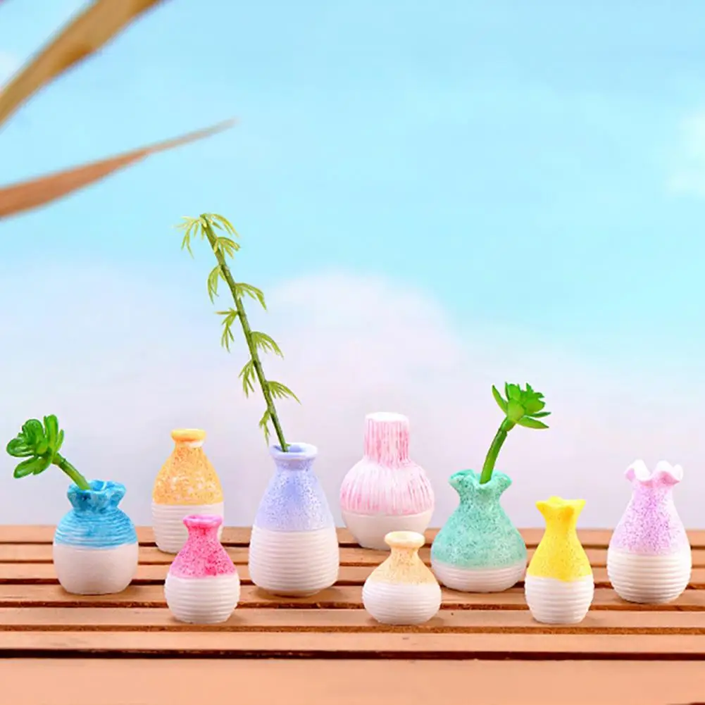Mini Vase Multi-use Space-saving Handmade Bright-colored Resin Flower Miniature Vase Waterproof Portable Flower Vase For Garden 4