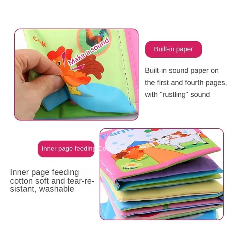 Children Enlightenment Early Educational Toys Kids Cloth Books English Animal Car Fruit Cognitive Book for Toddlers 12-72 Month 5