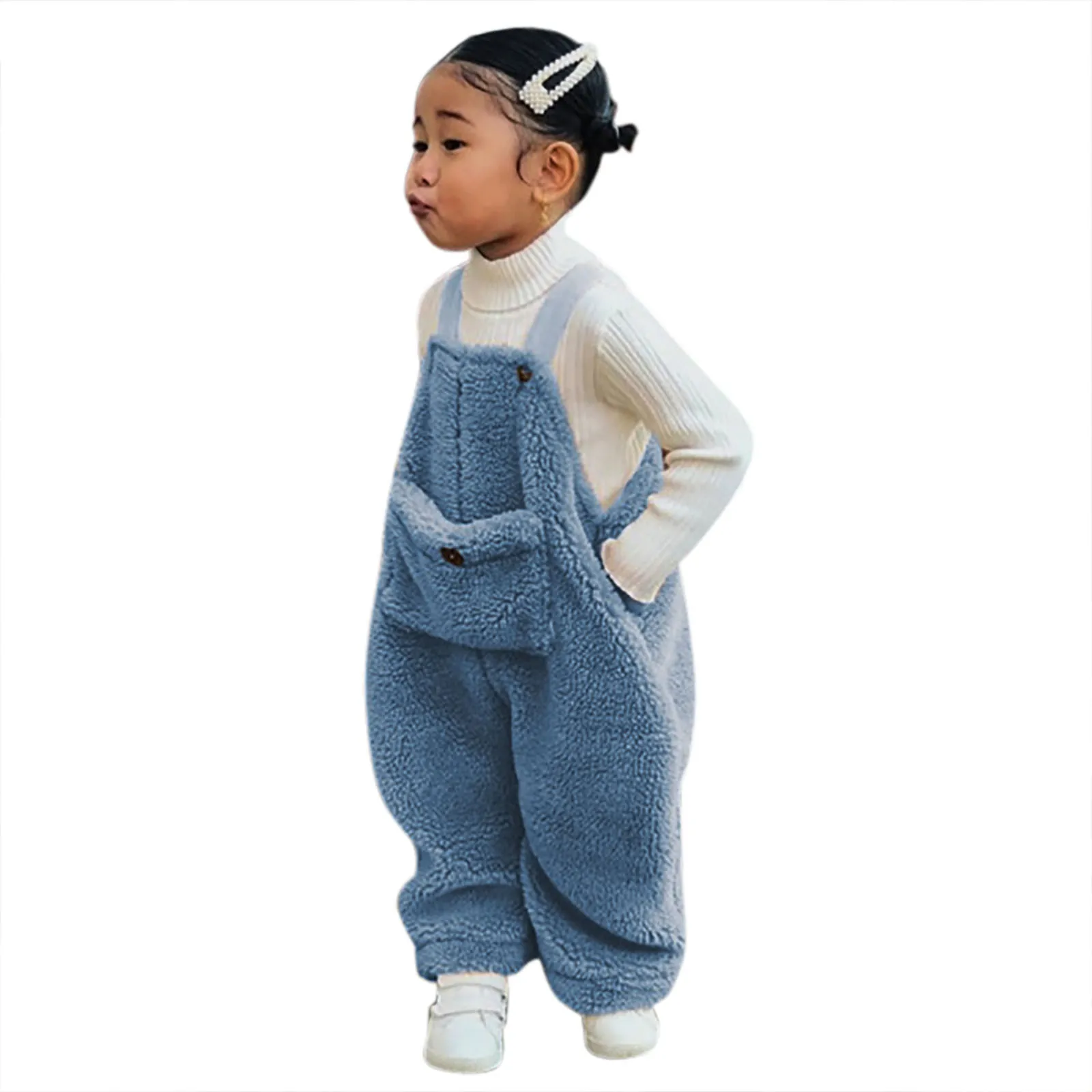 Flannel Suspender Warm Girl Winter Baby Overalls Kids Toddler Pants Boys Solid Girls Pants Leather For Girls