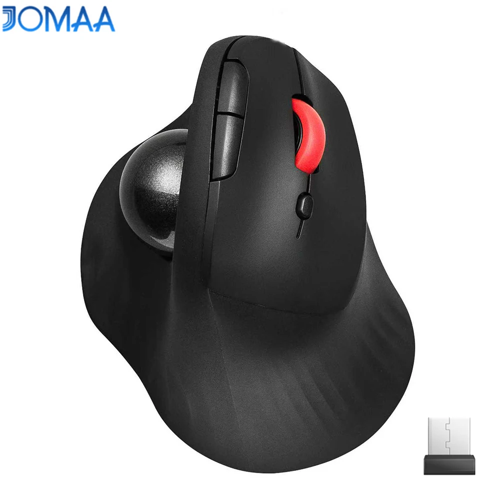 인체공학적 수직 트랙볼 마우스, 2.4G 무선 및 블루투스 5.0 듀얼 모드 800/1200/1600 DPI 충전식 엄지손가락 컨트롤 마우스