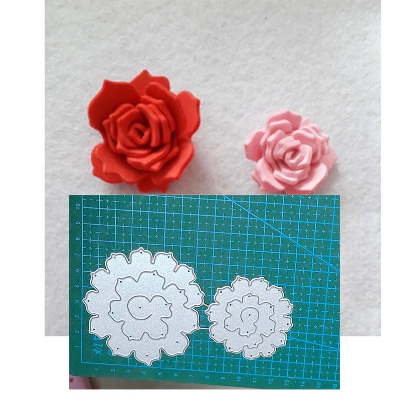 

3D Rose Flower Die cutting Metal Cutting Dies Stencil for DIY Scrapbooking Photo Decorative Blade Punch Embossing Stencils