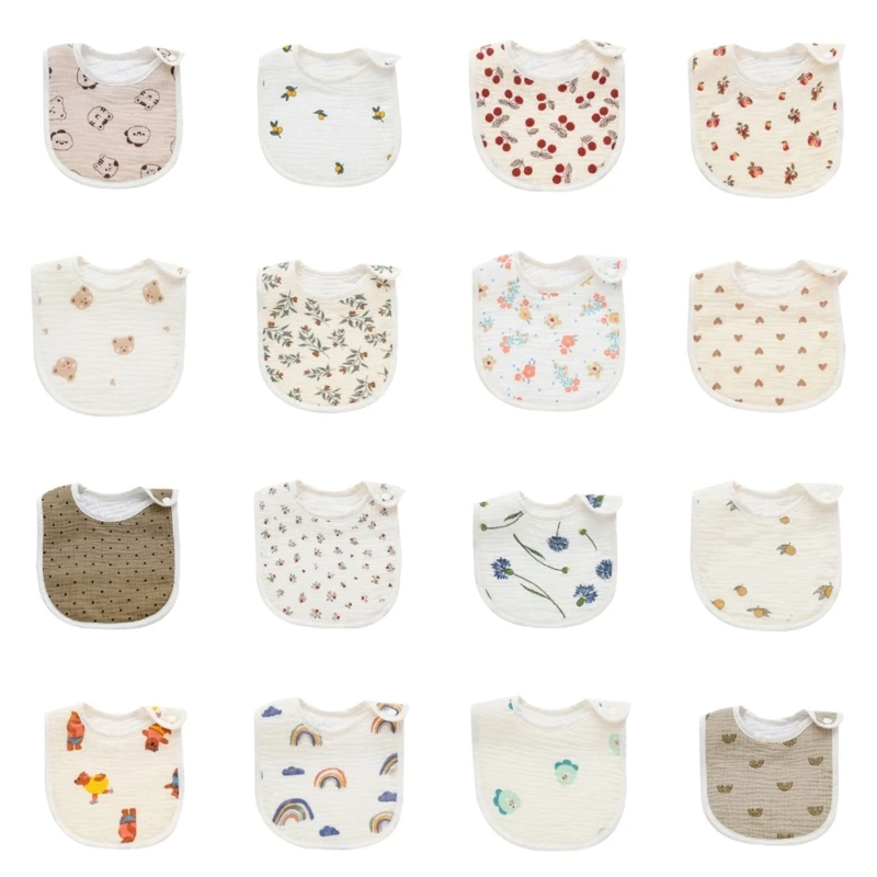 

L5YF Baby Bib for Boys Girl 0-12Months Breathable Floral Drooling Bib with Adjustable Buckle Infant Teething Bandana