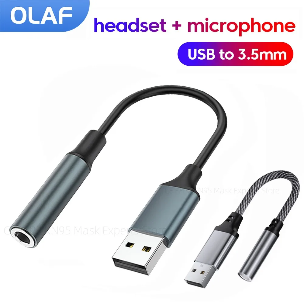 USB to 3.5mm Adapter USB to 3.5mm Jack Audio Adapter Cable USB to Aux Adapter External Sound Card Headphone Micphone Sound for PC Laptop