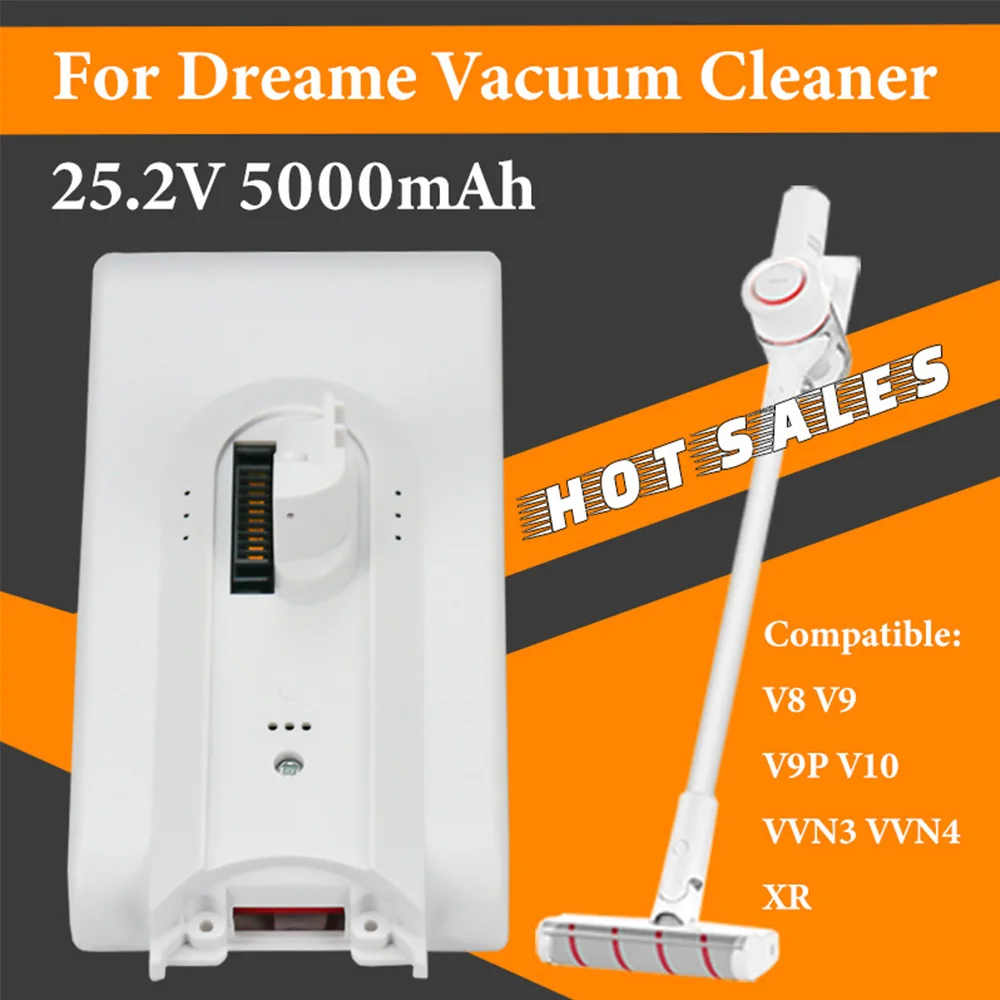 แบตเตอรี่สําหรับ Dreame V8 V9 V10 V9P V9B XR เครื่องดูดฝุ่น 25.2V 5000mAh แบตเตอรี่ทดแทน Fit VVN3 VVN4 ไร้สาย Catcher 1