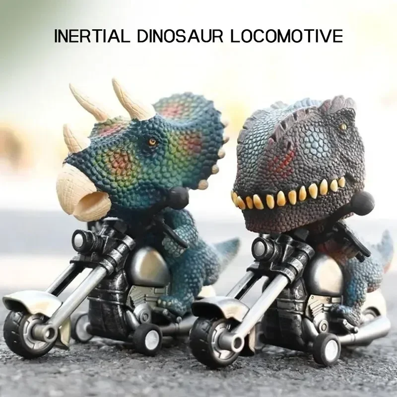 Childrens Dinosaur Model Toys Pull Back Inertia Car Motorcycle Simulation Locomotive
