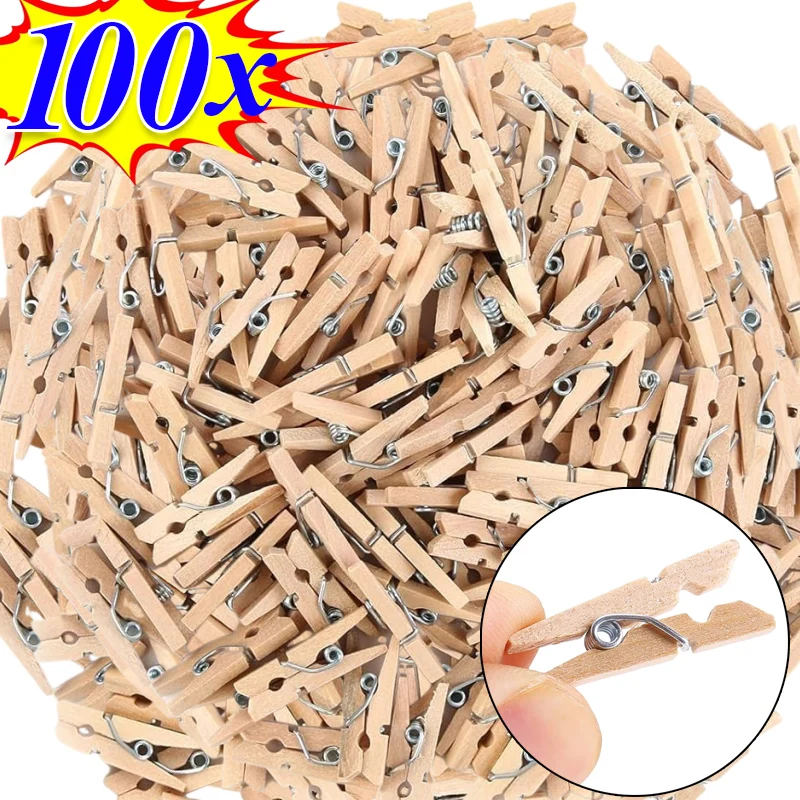 

100/50PCS Wooden Clip Mini Handmade Craft Photo Album Clamps DIY Wedding Party Home Photo Clips Wall Hanging Pegs Wholesale