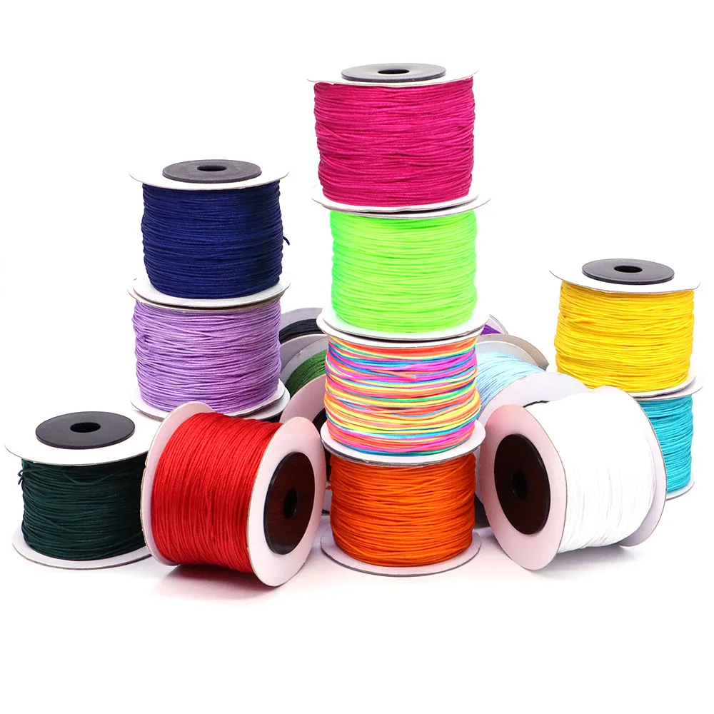 0.8mm Nylon Cords Beading Thread String For Diy Jewelry Making Woven Bracelet Necklace Handmade Crafts Accessories 100yards/Roll