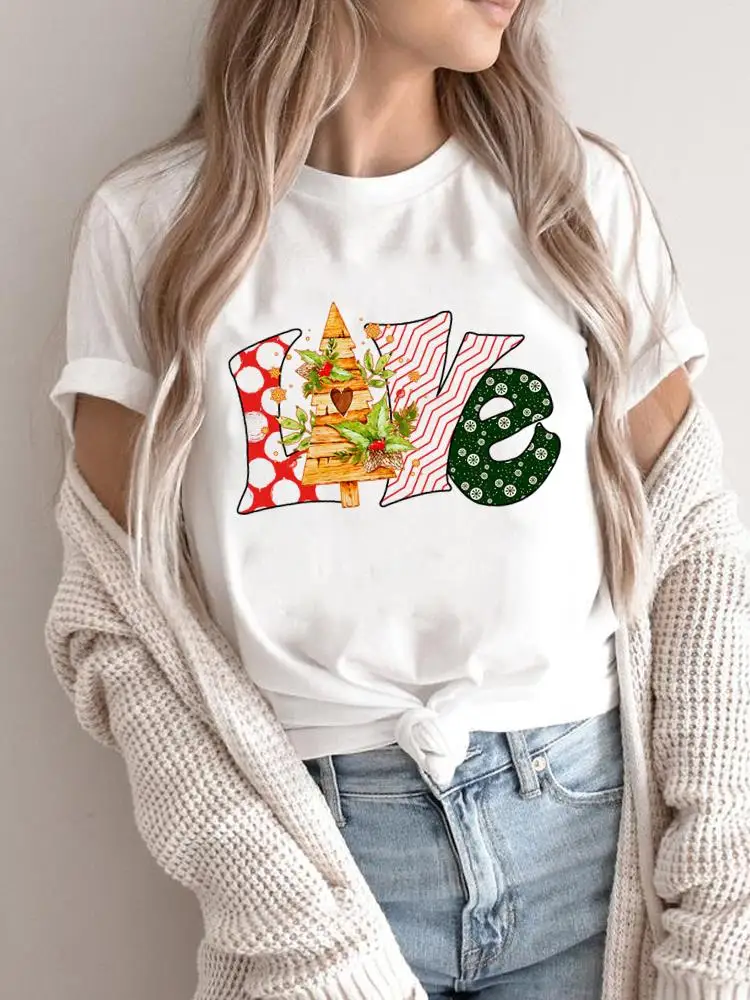 

Love Tree Vacation 90s Women Holiday Clothing Merry Christmas Fashion Female Shirt Print T Top Graphic Tee New Year T-shirts