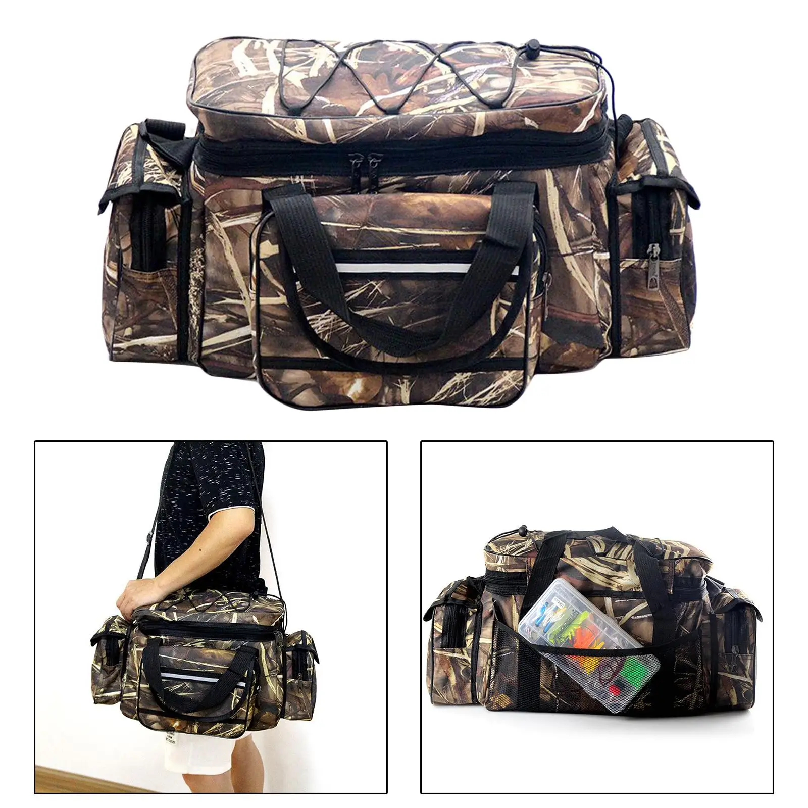 Multi-Pocket Fishing Bag Tackle Storage Organizer Crossbody Bag Sea Fishing