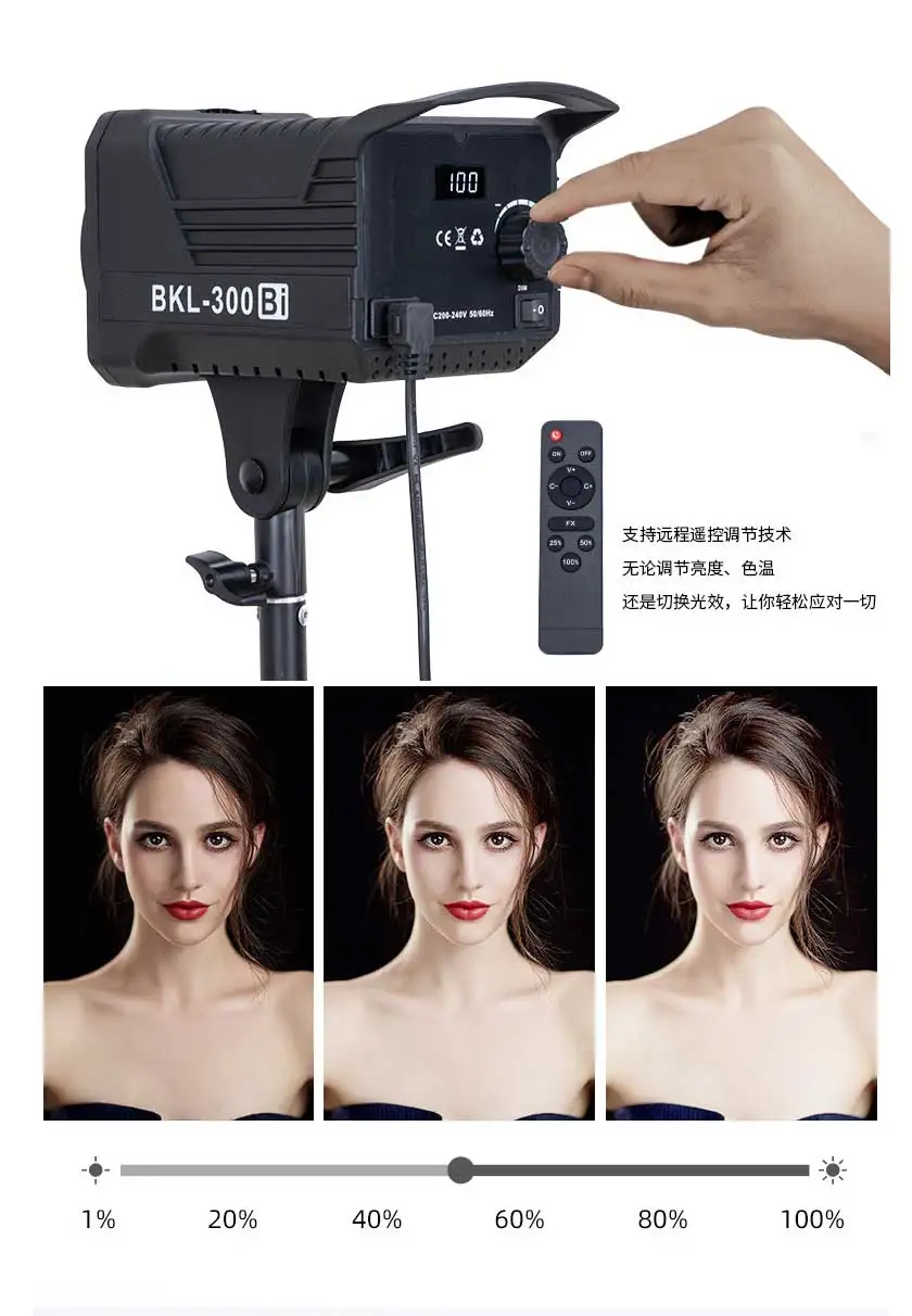300W Bi LED Video Light,Continuous LED Lighting with 2.4G Wireless Remote for Portrait,Wedding,Outdoor Shooting,YouTube Videos