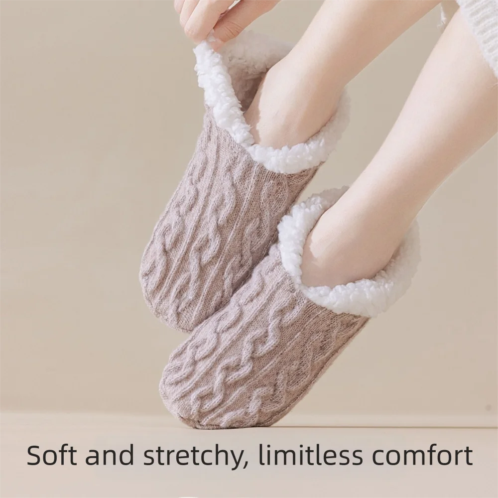 Warm Fleece Floor Socks for Women Non Slip Thickened