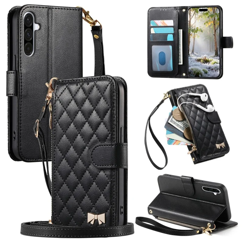 Lanyard Leather Wallet Phone Case - Stylish and Functional  Cover