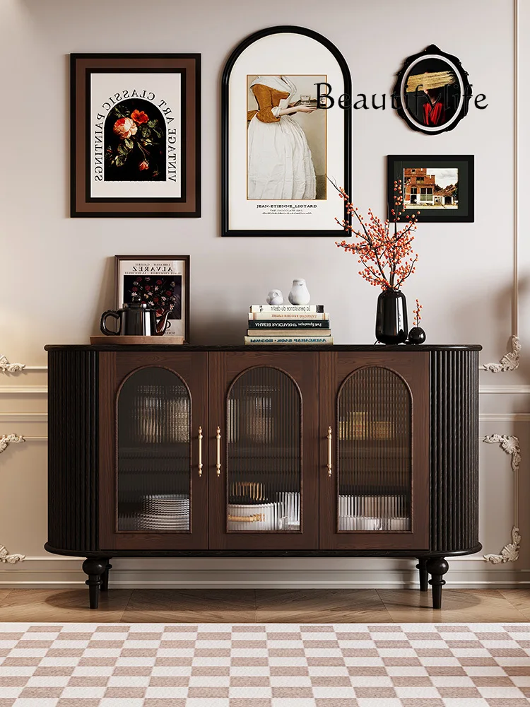 

American Retro Solid Wood Sideboard Hallway Storage Organizer Wine Cabinet Living Room Dining Room Partition Cabinet