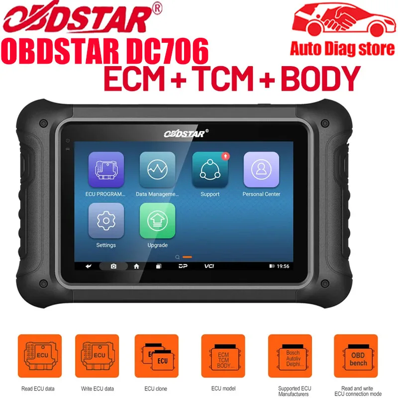 Оригинальный OBDSTAR DC706 ECU Tool, полная версия для ECM /TCM/ BODY/Clone от OBD или скамья для автомобилей и мотоциклов Plus P003