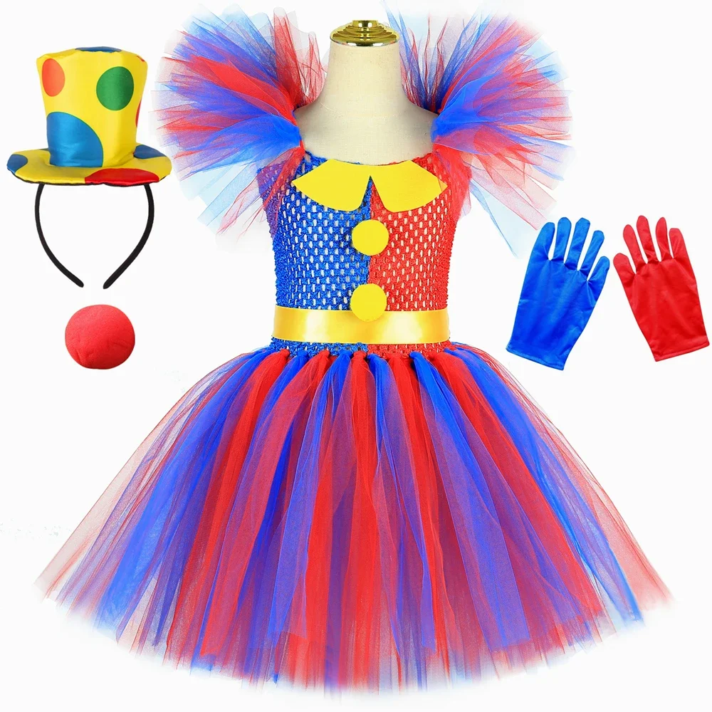 Costume Da Clown Horror Per Bambina, Con Guanti E Forcina Rossa – Completo Cosplay Per Halloween, Carnevale, Feste A Tema