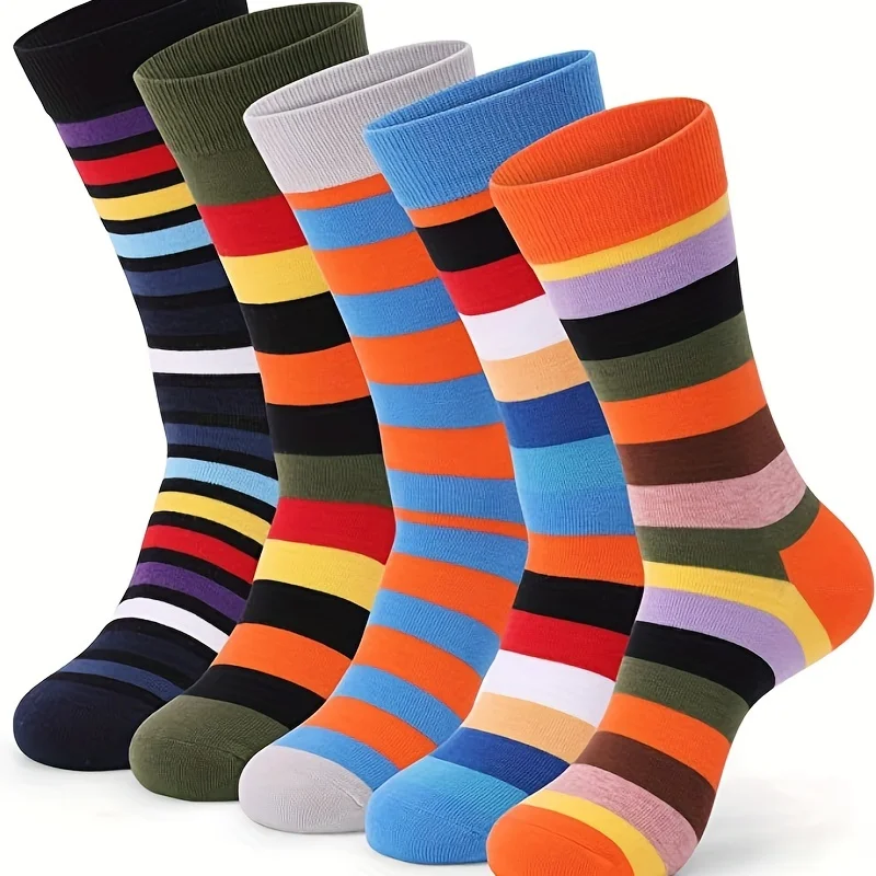 

Striped Fashion Colorful Round Neck Socks Soft and Comfortable Mid Length Socks