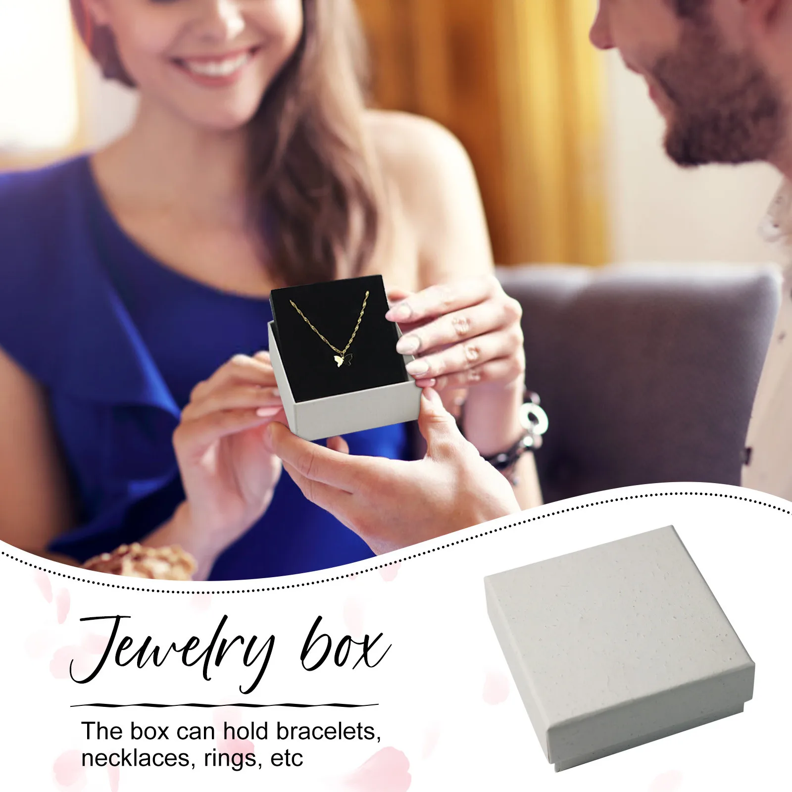 Cardboard Jewelry Box For Necklaces Bracelets Earrings Small Gift Packaging Jewelry Gift Box With Lid Filled With Sponge