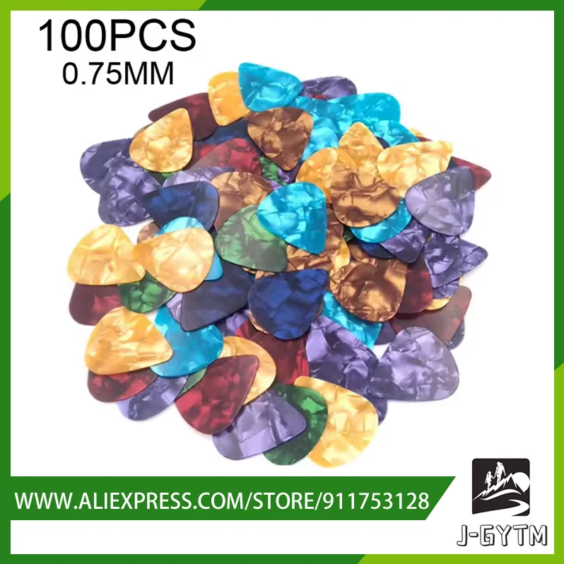100Pcs Guitar Picks Alice Acoustic Electric Bass Pic Plectrum Mediator Guitar Bass Accessories 0.75mm Random Colors guitar picks,guitar accessories